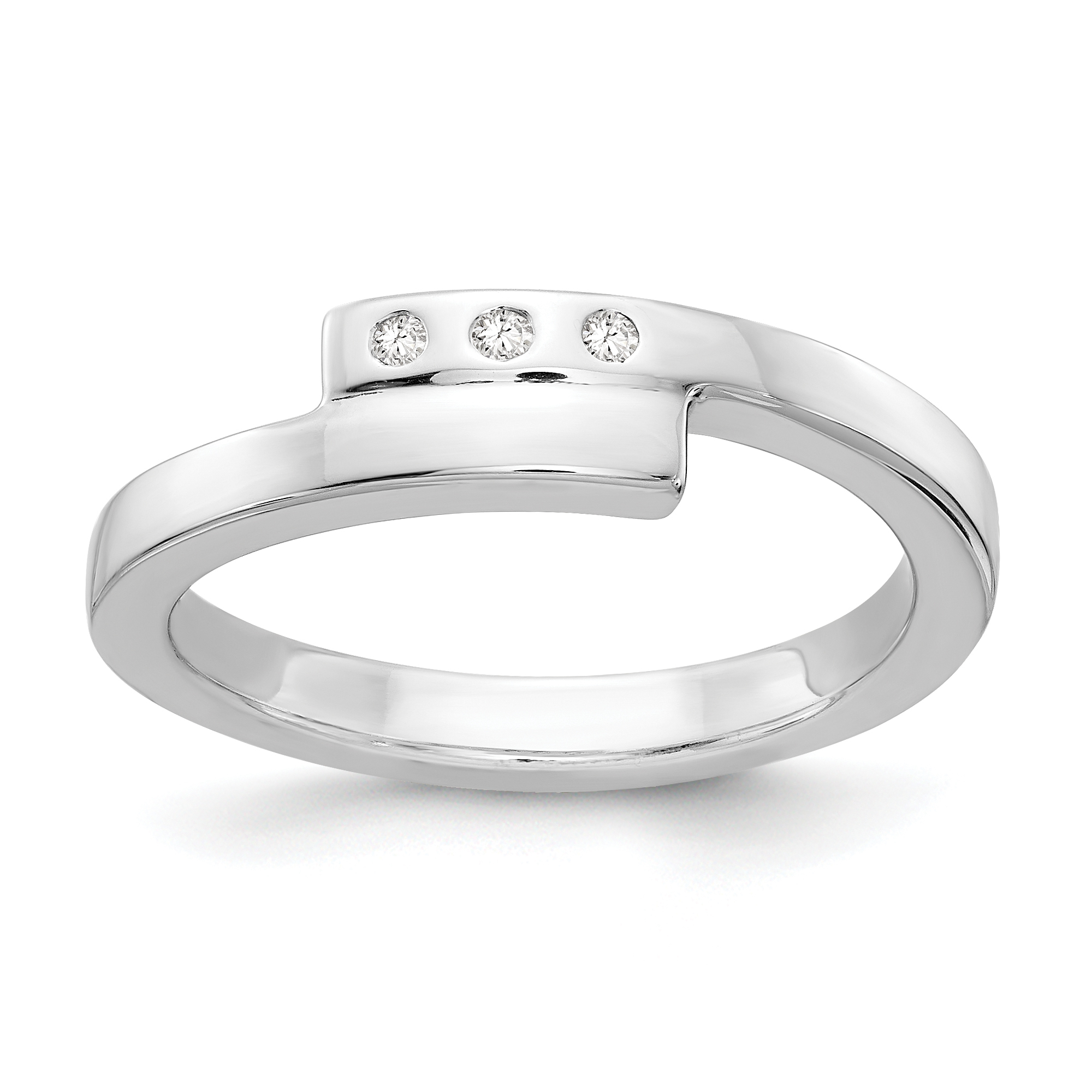 925 Sterling Silver Rhodium-Plated Diamond Ring